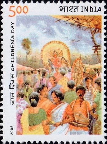 Durga Puja Visarjan (Immersion) Procession in a Village
